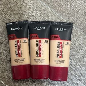 New 3X L'Oreal Infallible Pro-Matte Foundation #103 Natural Buff